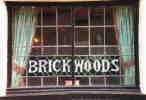 Picture of pub window with Brickwoods name